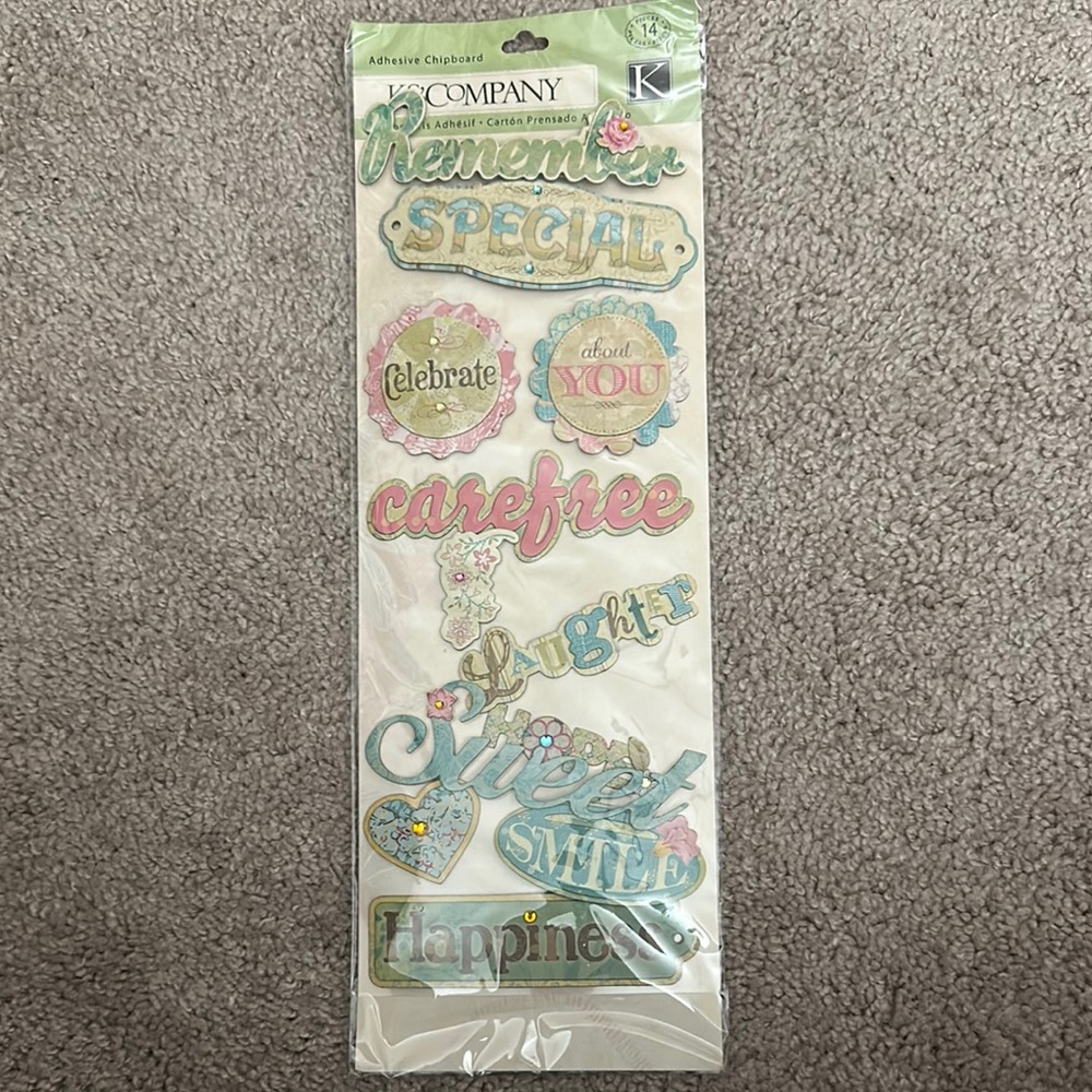 K&Company Adhesive Chipboard Stickers - Multicolor